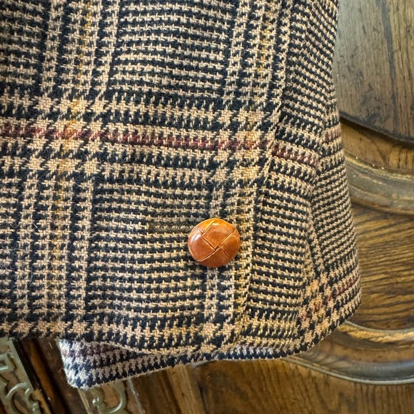 Harve Benard Women's Suit Coat Vintage Blazer Brown Black Tweed Leather Collar - Picture 3 of 5